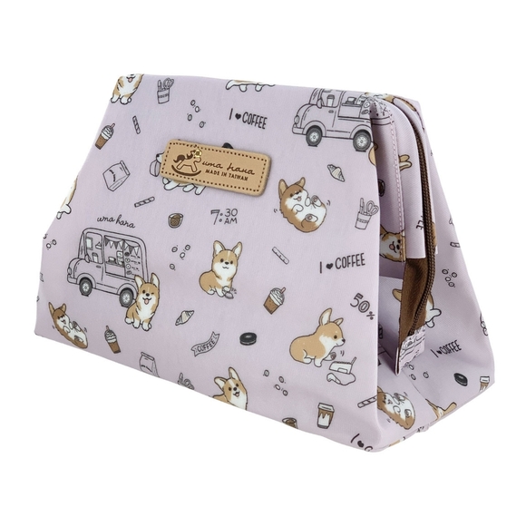 Uma Hana Handbags - Waterproof Corgi Large Opening Makeup Cosmetic Bag